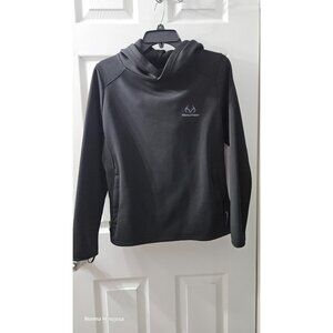 Realtree Women's Black Hooded Pullover Sweatshirt With Zip Pockets Size M (8-10)